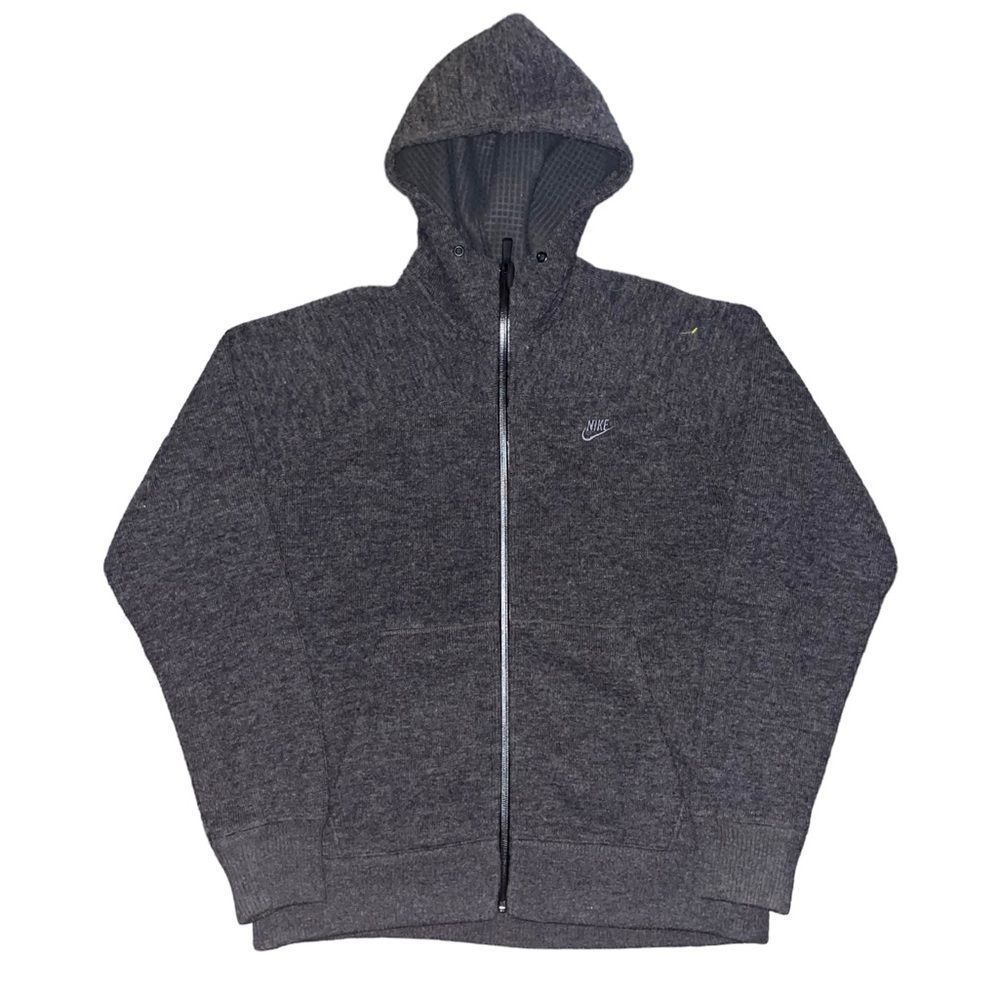 Nike Sportswear Grey Polyester Wool Full Zip-Up Hoodie Size Large